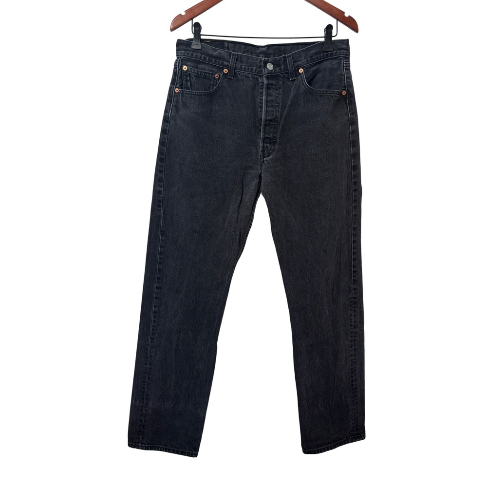Levis 501 Mens Vintage Faded Black Straight Leg Button Fly Jeans Made in Canada